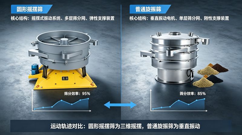 圆形摇摆筛与普通旋振筛：核心结构与筛分效率的深度区别