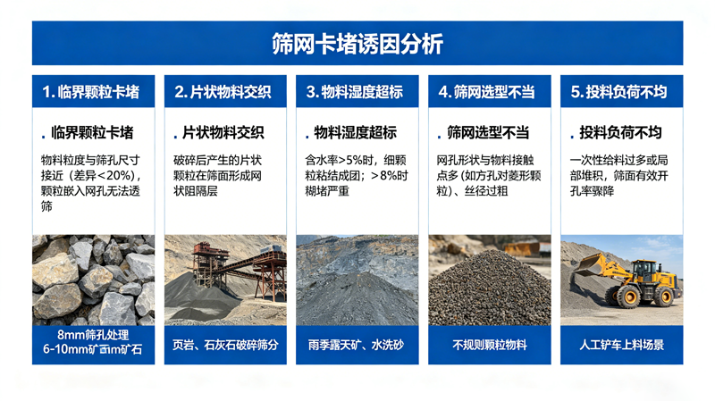 大颗粒硬质物料卡堵筛网快速清理处理方法