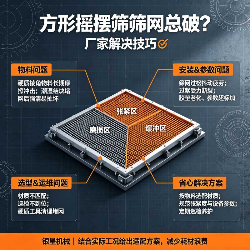 方形摇摆筛筛网易破损？方形摇摆筛厂家分析核心诱因