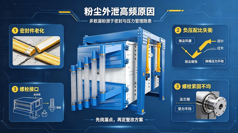 方形摇摆筛粉尘外泄？方形摇摆筛厂家教你规范整改
